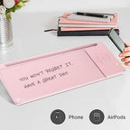 Pink Desktop White Board Glass with Wireless Charger＆ Small Desktop Dry-Erase Pad Glass whiteboard - Image 5