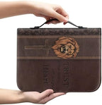 Brown Tiger Print Bible Cover Case PU Leather Crucifixion Book Cover Bible Carrying Case Large Scripture Bag Bible Bag Protector Pad for Christian - Image 2