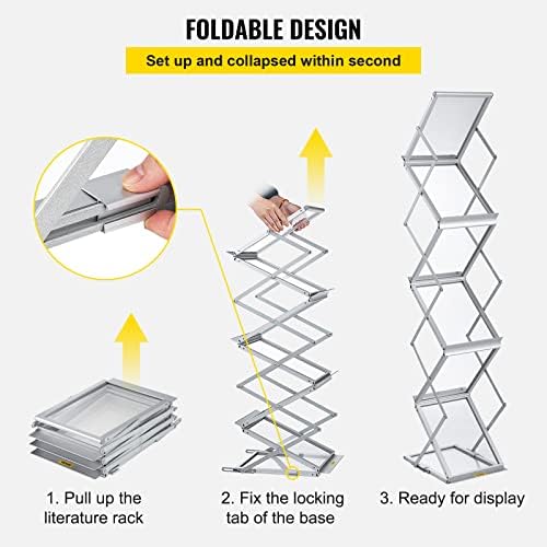 VEVOR Literature Rack, 6 Pockets, Pop up Aluminum Magazine Rack, Lightweight Catalog Holder Stand w/Carrying Bag for Living Room, Hotel, Trade Show, Exhibition, Office - Image 3