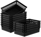 Wenqik Set of 12 Small Plastic Baskets for Organizing, Black by Wenqik