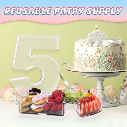 13.8" Extra Large Acrylic Number Charcuterie Board Box, Reusable Fillable Number Cake Candy Dish Display Serving Tray for Birthday Anniversary Party Decoration (5) - Image 5