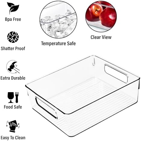 Clear Plastic Storage Bins, Pantry Organizers and Storage, Kitchen Organization and Storage Containers Bins for Organizing, Fridge, Freezer, Bathroom, Pantries, Medicine Cabinet Organizer Bin - Image 2