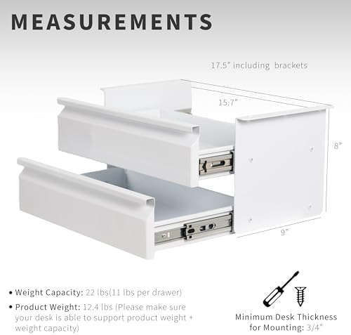 VIVO White 16 in Slide Out Dual Tier Desk Drawer, DESK-DR02W - Image 3