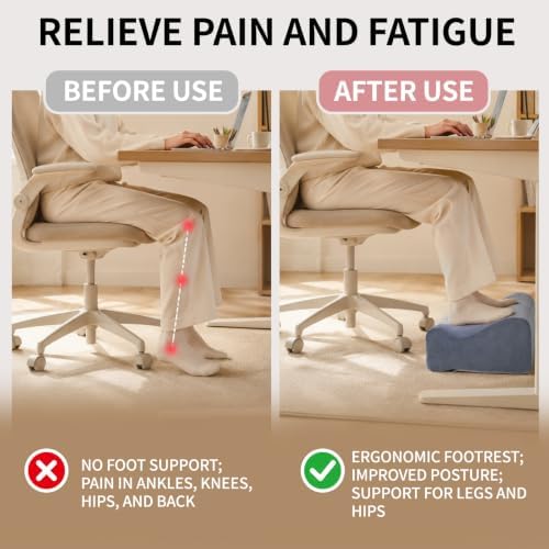 Foot Rest for Under Desk at Work,Curved Ergonomic Footrest for Office,Brown - Image 4