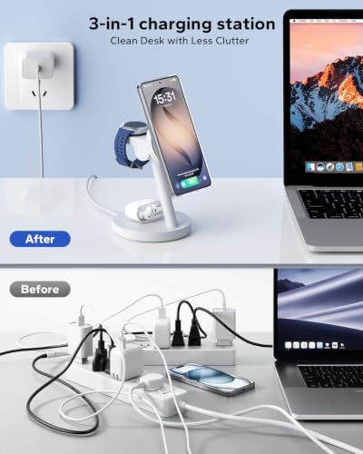 KPON for Samsung 3 in 1 Charging Station, Magnetic Wireless Charger Stand for MagSafe for Samsung Galaxy S26 Ultra/S25/Z Fold7/Flip7, Phone Watch Charger Dock for Galaxy Watch Ultra/8/7 and Buds - Image 4