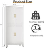75" Tall Kitchen Pantry Cabinet, White Metal Pantry Storage - Image 2