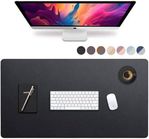 Vine Creations Leather Desk Mat Large 44" x 22", Desk Protector Mat, PU Leather Desk Pad, Large Mouse Pad, Desk Blotter, Desk Pads on Top of Desks, Desk Matt for Desktop, Office Desk Mat (Black) by VineCreations