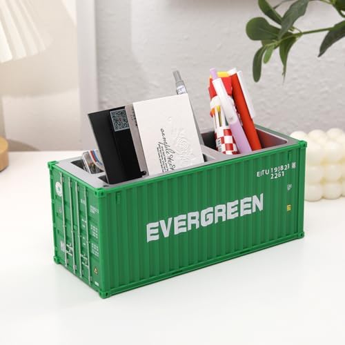 Desk Organizer Office Supplies Multi-function Shipping Container Storage Box Pen/Pencil,Business Name Cards Remote Control Holder Gray, Pen and Pencil Shipping Container Style Holders (Prasinous) by CustomDecorUniqueExperien