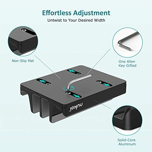 Vertical Laptop Stand - SPACEMax Adjustable GRIPLock Anti-Tip Silicone 4 Slots Aluminum Desktop Holder - Double Dock Stand - 2 Phone Slots Fits Up to 17.3” Laptops, Tablets, Phones - Black - Image 6
