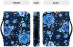 Blue Rose Flowers Print Cross Bible Cover for Women Men, Bible Case Bag with Top Handle PU Leather Bible Carrying Case for Church - Image 3