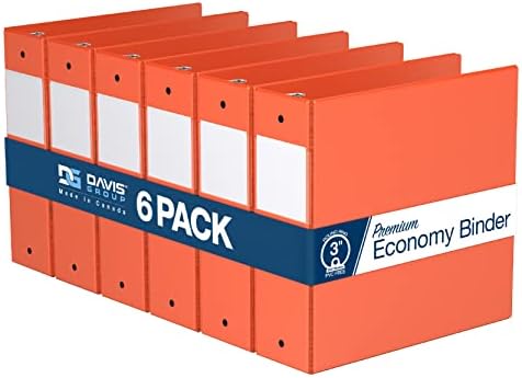 Premium Economy 3-Ring Binder, Spine Label, 3" Round Rings, 6 Pack by DAVISGROUP