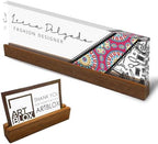 Artblox Personalized Office Desk Name Plate and Business Card Holder | Clear Acrylic Glass with Teak Wood Stand | Fashion Design Customized with Your Name and Credentials Office Desk Décor by Artblox