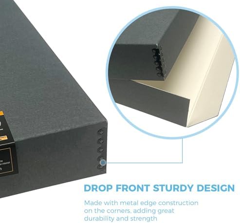 Lineco Drop Front Archival Storage Box, 14.75x18.75x3 in, Gray, 2 Pack - Image 4