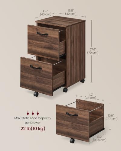 VASAGLE 2-Drawer File Cabinet, Small Rolling Filing Cabinet - Image 2