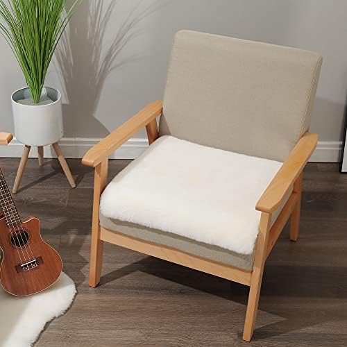 LLB Sheepskin Desk Chair Seat Cushion - Ivory White Fur, 19x19 Inch (Pack of 1) - Image 5