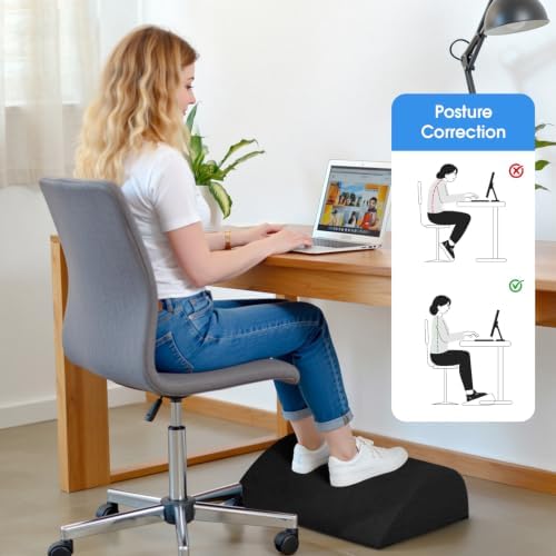Foot Rest for Under Desk with 3 Heights, Foot Stool, Black - Image 5