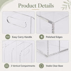 Acrylic Magazine File Holder, 3 Vertical Compartments Folder Organizer - Image 4