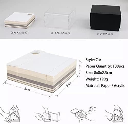 3D Paper Note Roadster Model Sticky Notes Paper Three-Dimensional Sports Car 3D Memo Pad Bookmark Pen Holder DIY Creative Gift (White) - Image 3