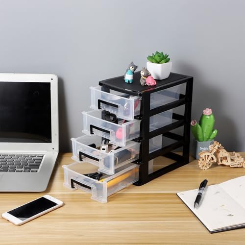 SEWACC 4-layer Plastic Drawers, Portable Storage Drawers Multi-functional Desk Storage Organizer - Image 2