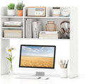 Tangkula Desktop Bookshelf for Computer Up to 32”, 37” Countertop Storage Hutch with 6 Storage Shelves, 3-Tier Desktop Organizer Display Rack, Wooden Desk Hutch for Dorm Home Office (White) by TANGKULA