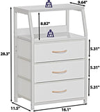 Furnulem White Night Stand with 3 Fabric Drawers, Small Bedside Table - Image 3