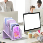 Sinboun Inclined Desk File Organizer Folder Holder with 8-Section, Purple - Image 3