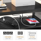 Unikito Lateral File Cabinet, Locking Office Printer Stand with Sockets and USB Charging Ports, Modern Rolling Printer Desk with Storage for A4, Letter Size and File Folders, Black - Image 4