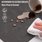 HAUTOCO Cork Desk Mat 48''x19.7'', Distressed PU Leather & Cloth Desk Pad - Image 4
