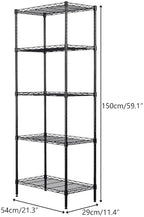 5 Tier Storage Racks Shelving, Heavy Steel Pantry Shelves, Adjustable Wire Shelving Rack, Suitable for Garage, Kitchen, Bathroom, Office, 21" W x 11.4" D x 59" H, Black - Image 3