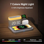 ANJANK Wireless Charging Station with Alarm Clock & Night Light,Magnetic 5 in 1 Charger Stand for Multiple-Device,Charging Dock for iPhone 17 16 15 14 13 12 Pro Max Plus,Apple Watch,Airpods,Nightstand - Image 5