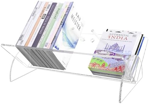 Picowe Acrylic Desktop Bookshelf, Transparent Tabletop Book Stand Organizer with Semi-Circular Base, Book Holder Display Rack for Books, CDs, Magazines by Picowe