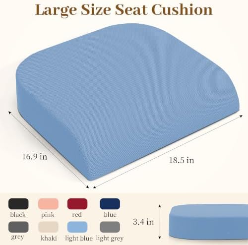 TranquilRelax XL Memory Foam Seat Cushion for Office Chair, 3.35-Inch, Light Blue - Image 2