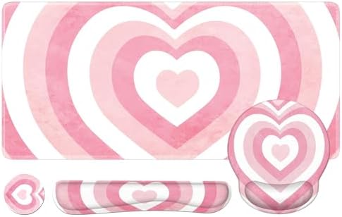 iLeadon Pink Desk Mat Set, 4in1 Mouse Pad Set with Wrist Rest by iLeadon