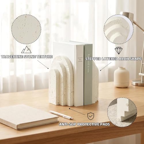 Decorative Bookends for Shelves, Heavy Duty Resin Book Stoppers for Books - Image 3