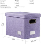PRANDOM File Organizer Box - Set of 4 Collapsible Decorative Linen Filing Storage Hanging File Folders with Lids Office Cabinet Letter Size Purple (14x9.3x10.8 inch) - Image 7
