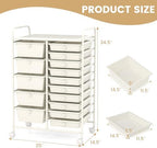 LDAILY 15 Drawer Rolling Storage Cart, Rolling Cart with Drawers for Classroom, Art Supply Craft Organizer on Wheel with Metal Frame & Handles for Home Office School - Image 3