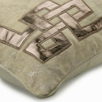 The HomeCentric Lumbar Cushion Cover Ivory 12x24 inch (30x 60 cm) Throw Oblong Pillow Cover for Sofa, Velvet Greek & Applique & Foil, Geometric Pattern, Modern Style - Greek Zeus - Image 2