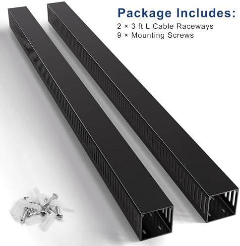 ZhiYo 3"H x 3"W Cable Raceway, 6ft Under Desk Wire Management Channel Black - Image 4