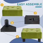 Small Foot Stool Ottoman, Velvet Footstool Ottoman Foot Rest for Couch, Rectangle Footstools and Ottomans Small for Living Room, Entryway and Bedroom (Olive Green) - Image 7