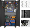 SUXXAN 71-Inch Garage Storage Cabinet with Drawer, Pegboard and Wheels by SUXXANFurniture