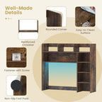 BECOMFORT Desk Hutch with LED Lights, Desk Organizer Shelf w/ 8 Storage Compartments, up to 25” Monitor, Wooden Display Rack, Desktop Bookshelf for Vanity Dressing Tabletop College Dorm Home & Office - Image 6