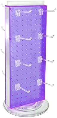 Azar Displays 700508-PUR-4C16 8-Inch W by 20-Inch H Revolving Black Pegboard Counter Display with 16-Pack of 4 inch Locking Hooks, Purple - Image 2