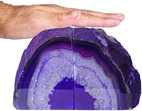 AMOYSTONE Purple Agate Bookends, Heavy Book Stoppers for Large Hardcover - Image 3