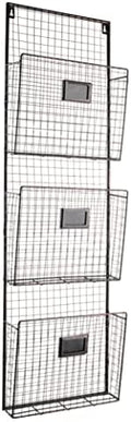 Three Tier Wall File Holder – Durable Copper Metal Rack with Spacious Slots for Easy Organization, Mounts on Wall and Door for Office, Home, and Work – by Designstyles by DesignStyles