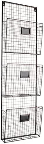 Three Tier Wall File Holder – Durable Copper Metal Rack with Spacious Slots for Easy Organization, Mounts on Wall and Door for Office, Home, and Work – by Designstyles by DesignStyles