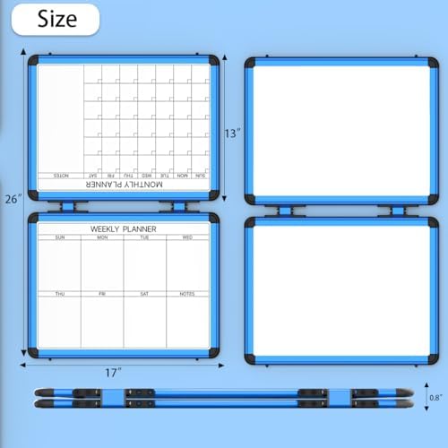 4 Sided Foldable Whiteboards Calendar, 17"x13" Desktop Whiteboard, Integrating with Monthly and Weekly Planner, Multi-Functional Whiteboard Suitable for Home, School and Office. - Image 2