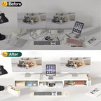 OPNICE Desk Organizer and Accessories, Computer Monitor Stand Riser with Drawer and 2 Pen Holders, Laptop Stand, Office Desk Accessories for Office Supplies, White - Image 5