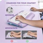 Wireless Keyboard and Mouse Combo, Full-Sized Ergonomic Wave Keys Keyboard with Memory Foam Wrist Rest & Phone Holder, 2.4G Quiet Keyboard Mouse Work Setup for PC Laptop, Office or Home (Purple) - Image 4