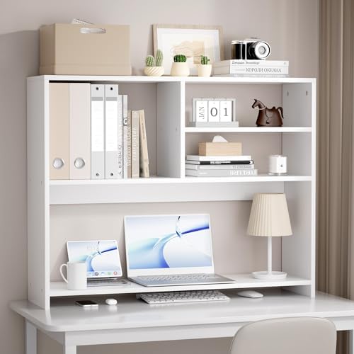Jerry & Maggie 4-Tier Desktop Bookshelf Organizer with Hutch White 38 in by JERRYMAGGIE