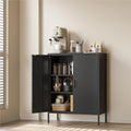 COFaR Black Metal Storage Cabinet, 40” Industrial Kitchen Organizer & Buffet Sideboard, 3-Tier Steel Cabinet with Adjustable Shelves, Magnetic Doors for Coffee Bar, Office, Dining Room by COFAR
